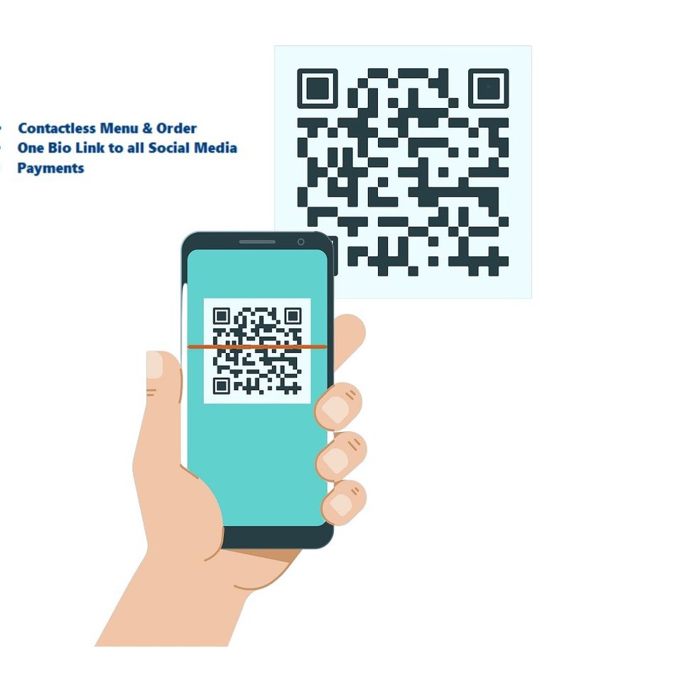 An illustration of a person scanning a QR code